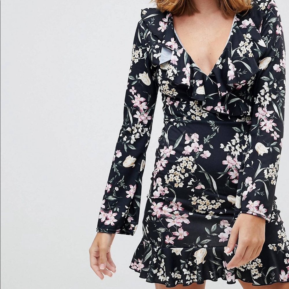 Missguided petite floral mini dress